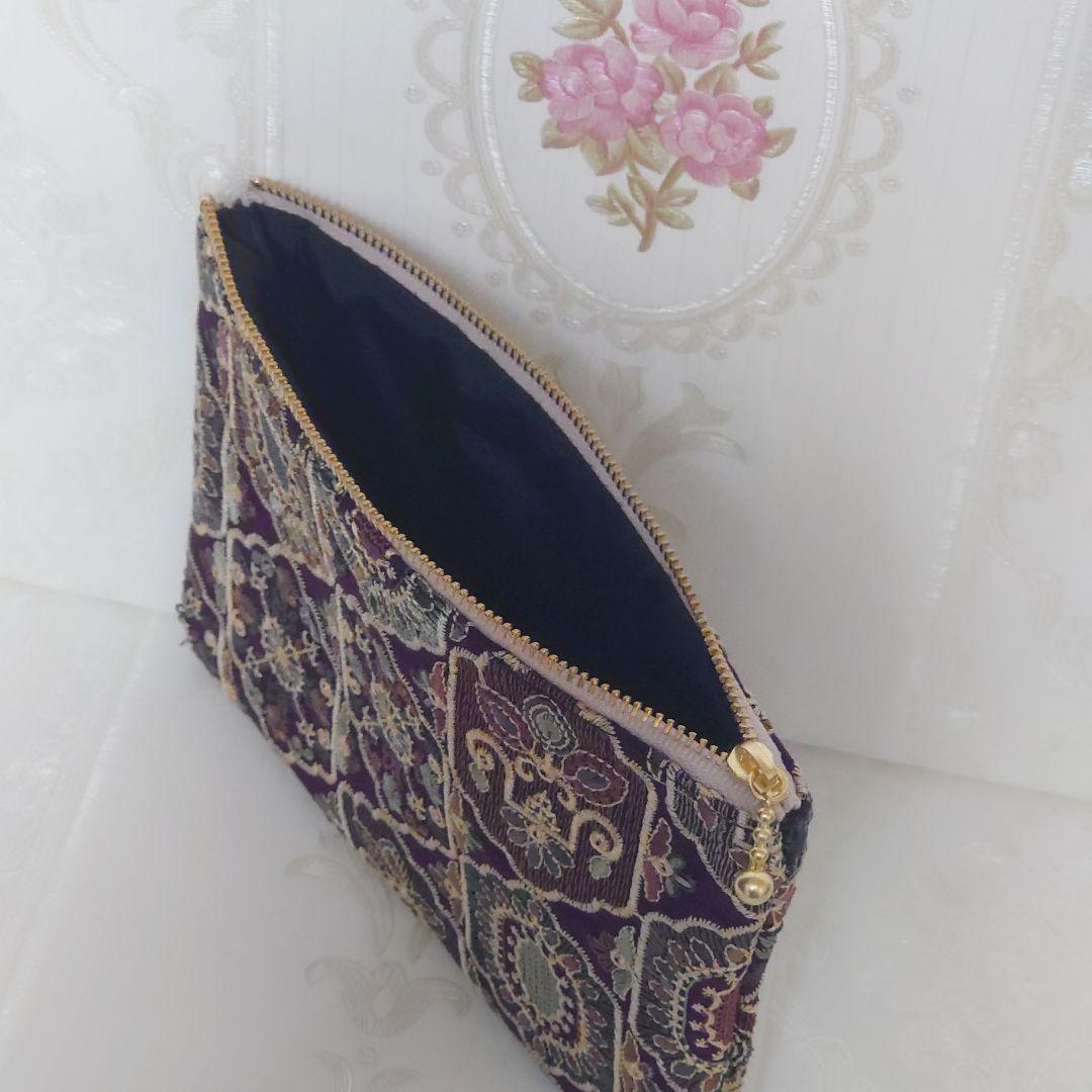 コロ様 インド刺繍生地 ポーチ ハンドメイド