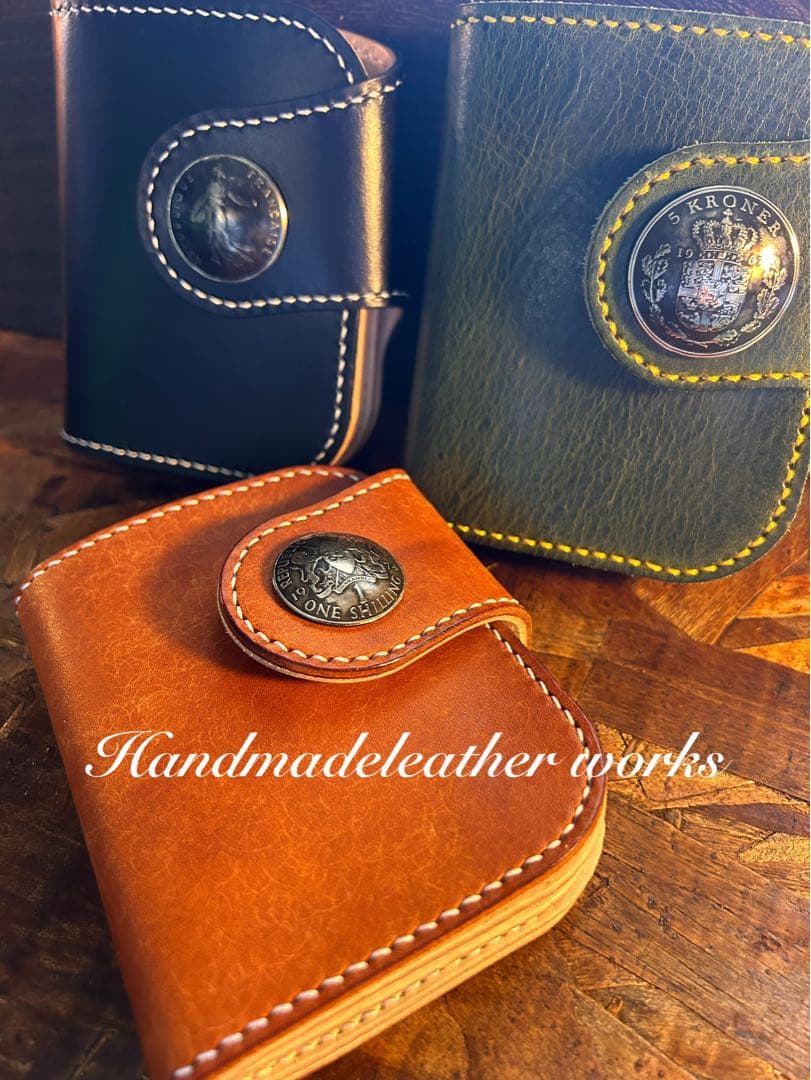 新品 総手縫 イタリア製本革プエブロレザー ウォレット クリスマス