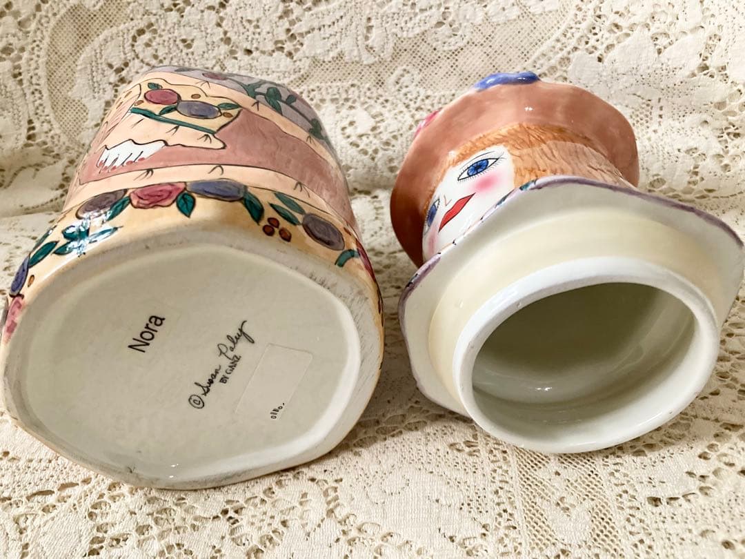 最終価格 貴重ヴィンテージ 米Susan paley 可愛い♪陶器クッキージャー