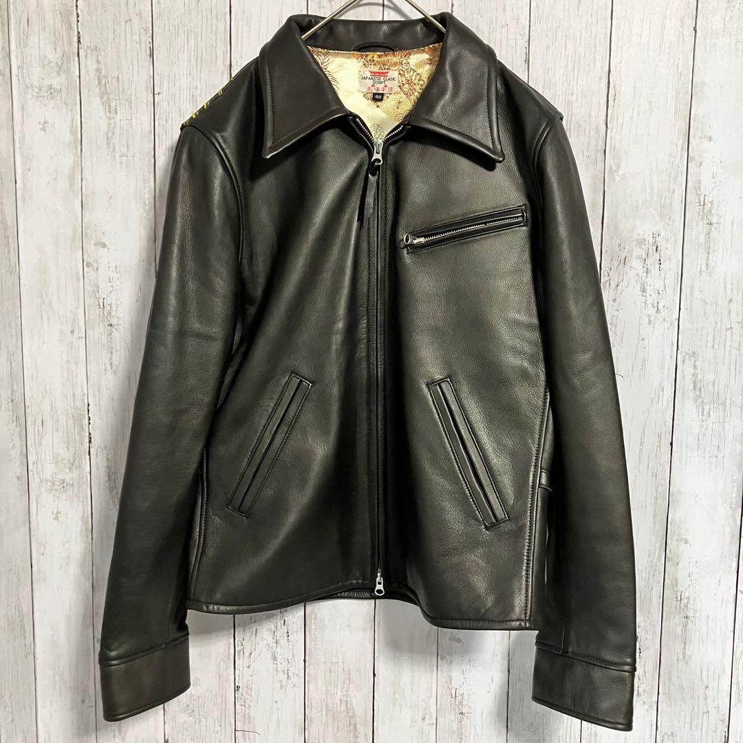 美品】花旅楽団 鳳凰刺繍レザーライダース ジャケット 和柄 バイカー L