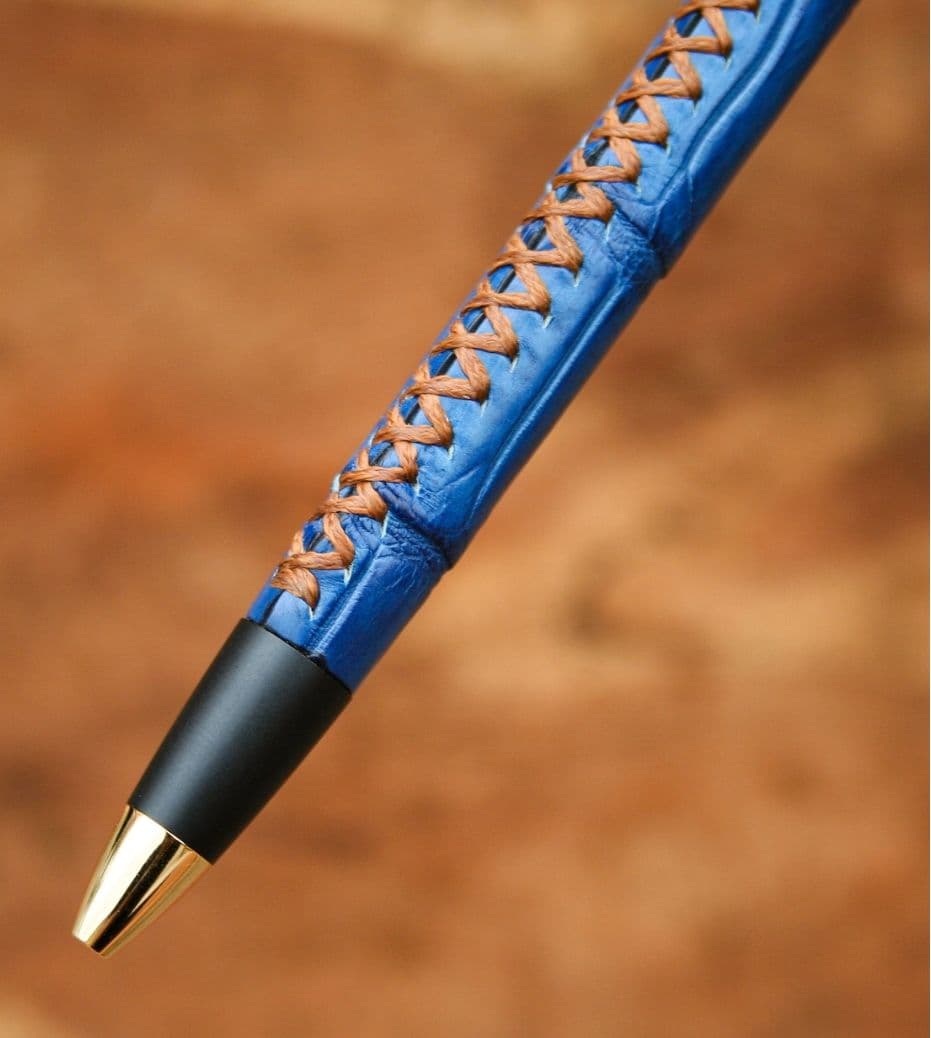 新品未開封】シックザール 夏限定 革軸ペン【クロコダイル 藍染 (薄藍