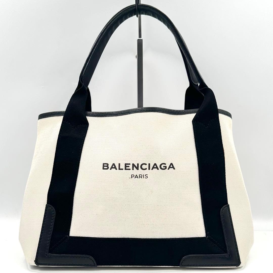 《美品》BALENCIAGA ネイビーカバスS ハンドバッグ ポーチ付