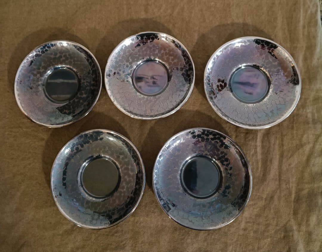 銀川堂 いぶし銀 黄銅 茶托 5枚セット - メルカリ