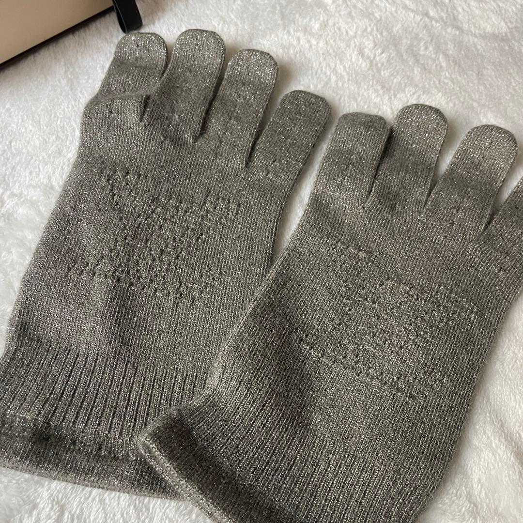 美品☆LOUISVUITTON ルイヴィトングレー 手袋グローブダミエモノグラム