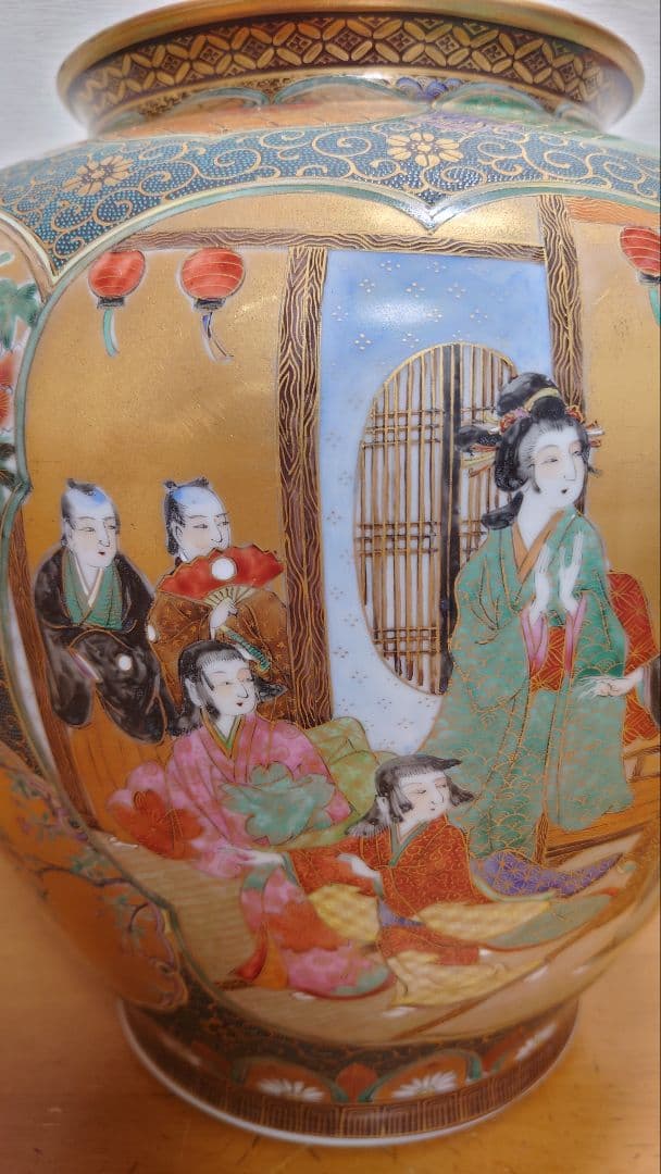 専用　九谷　松月銘　花瓶　忠臣蔵　赤穂浪士　大石内蔵助図