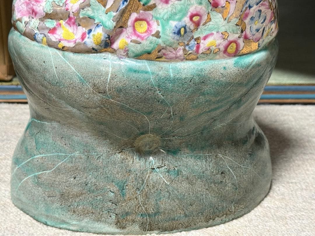 中国　景徳鎮1950年代製　浄瓶観音像　高さ約51.3cm 粉彩　送料込1218