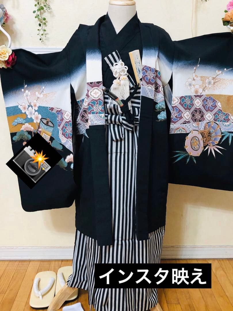 七五三 五歳‼️黒地系兜金彩煌びやか❤️完全フルセット‼️家から揃え無る無し