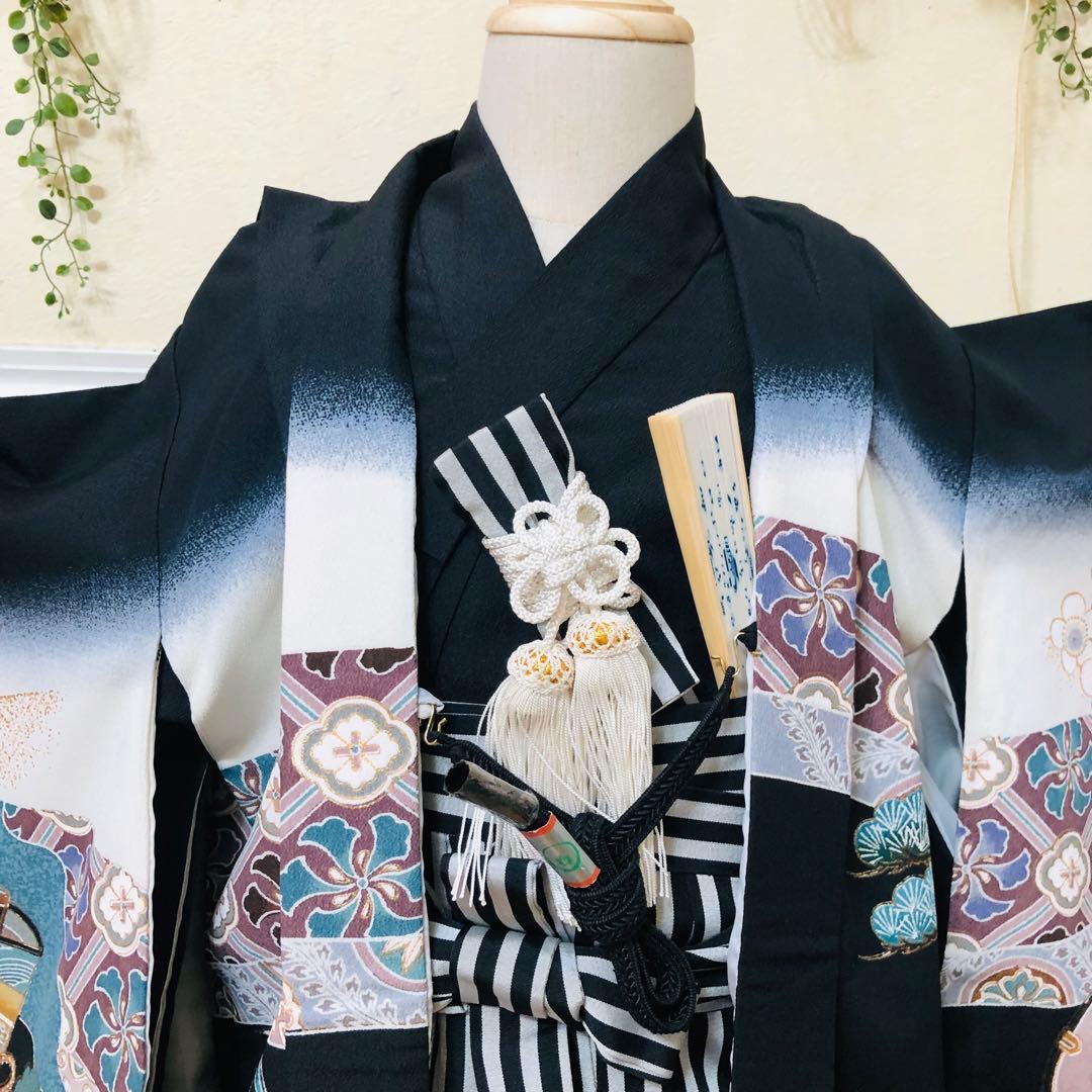 七五三 五歳‼️黒地系兜金彩煌びやか❤️完全フルセット‼️家から揃え無る無し