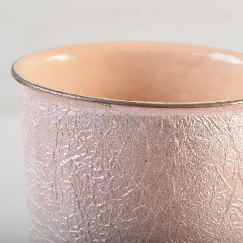 七宝焼 桃釉 花文 花瓶 箱付 V 9150