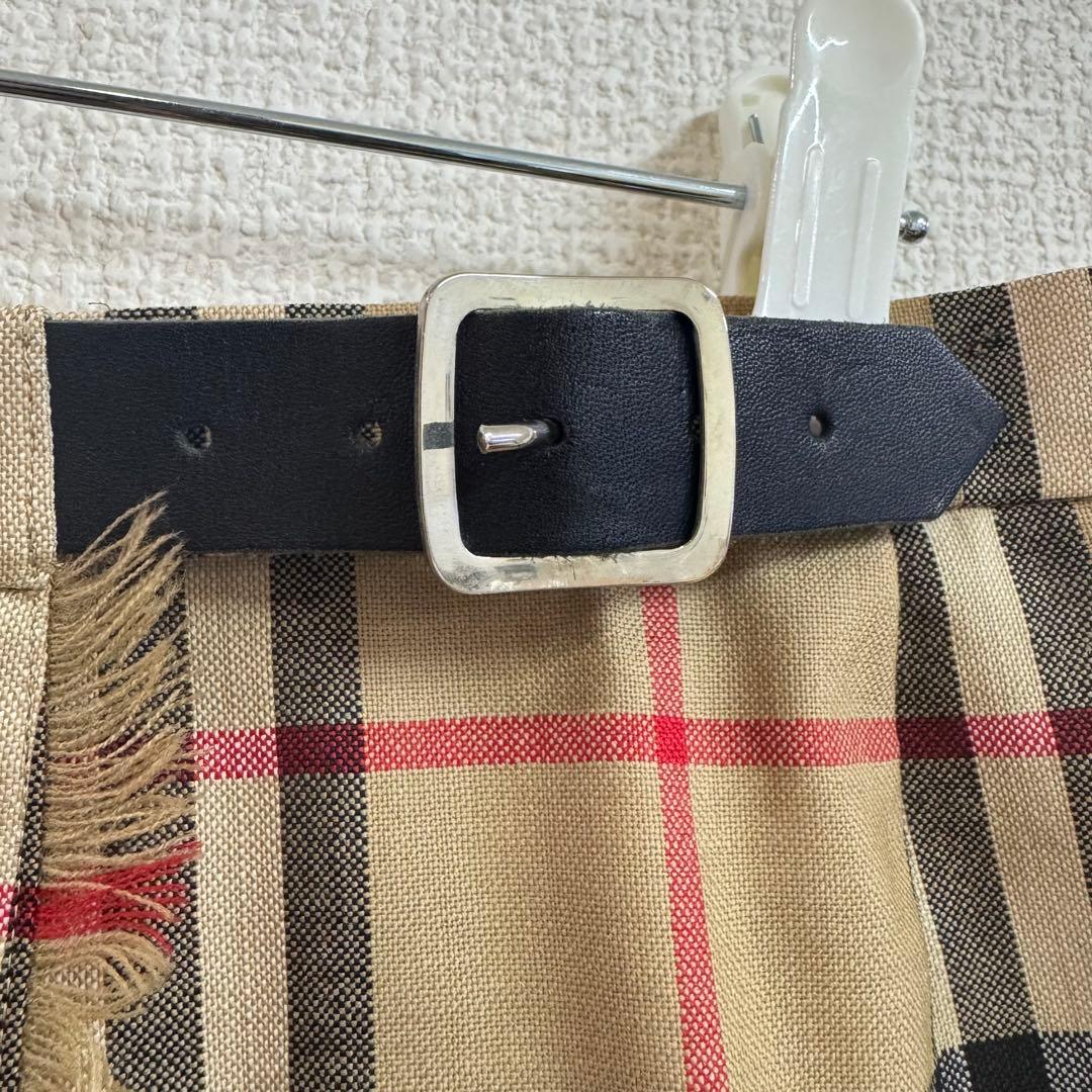 バーバリーロンドン ノバチェック フリンジ 巻きスカート ラップスカート 38