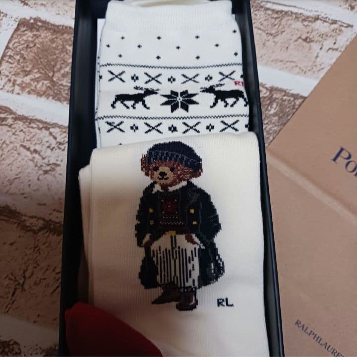 ラルフローレン バスタオル 靴下 2足 ギフトBOX 袋