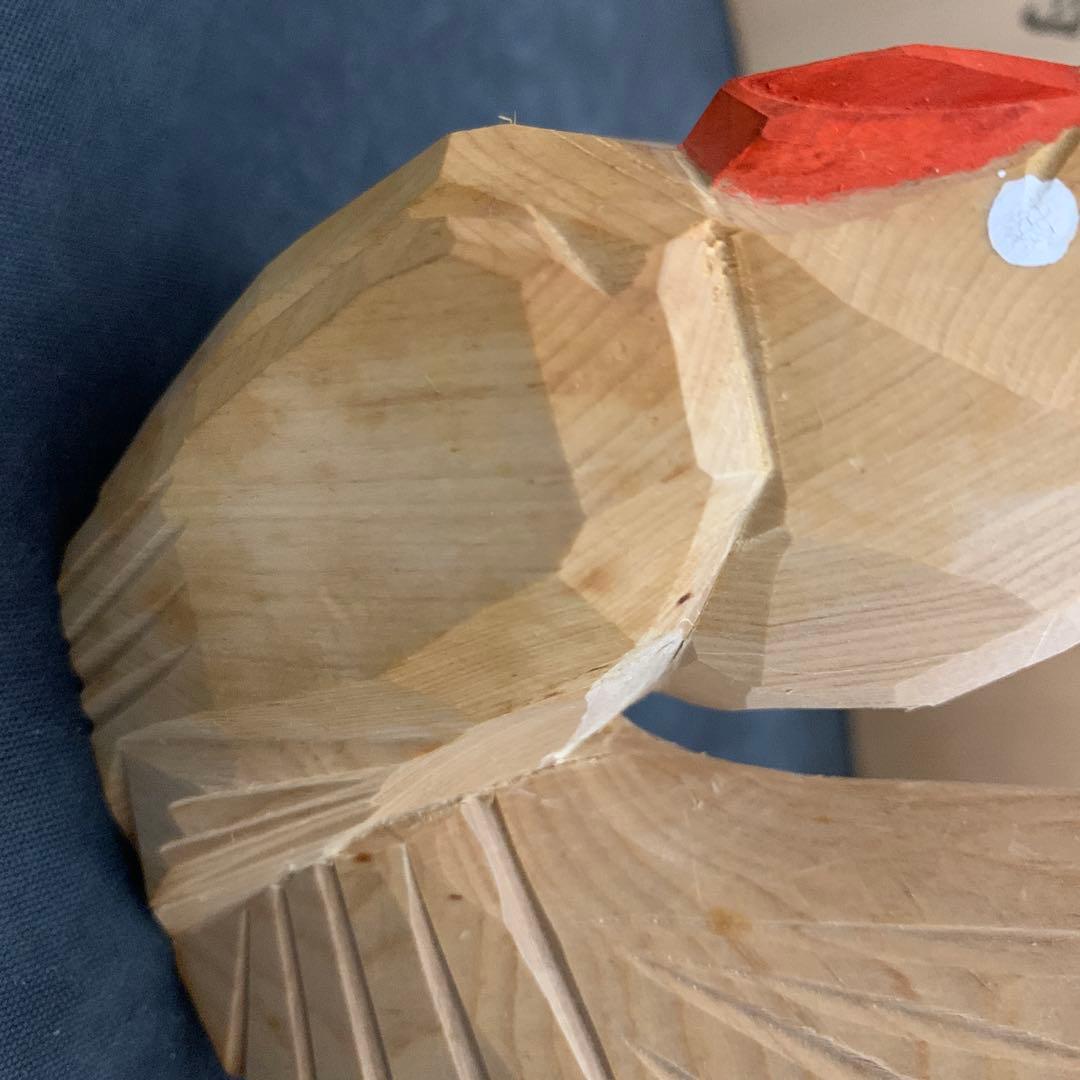 一刀彫師 中村良記作 干支の置物 酉 神鶏 雄雌2羽