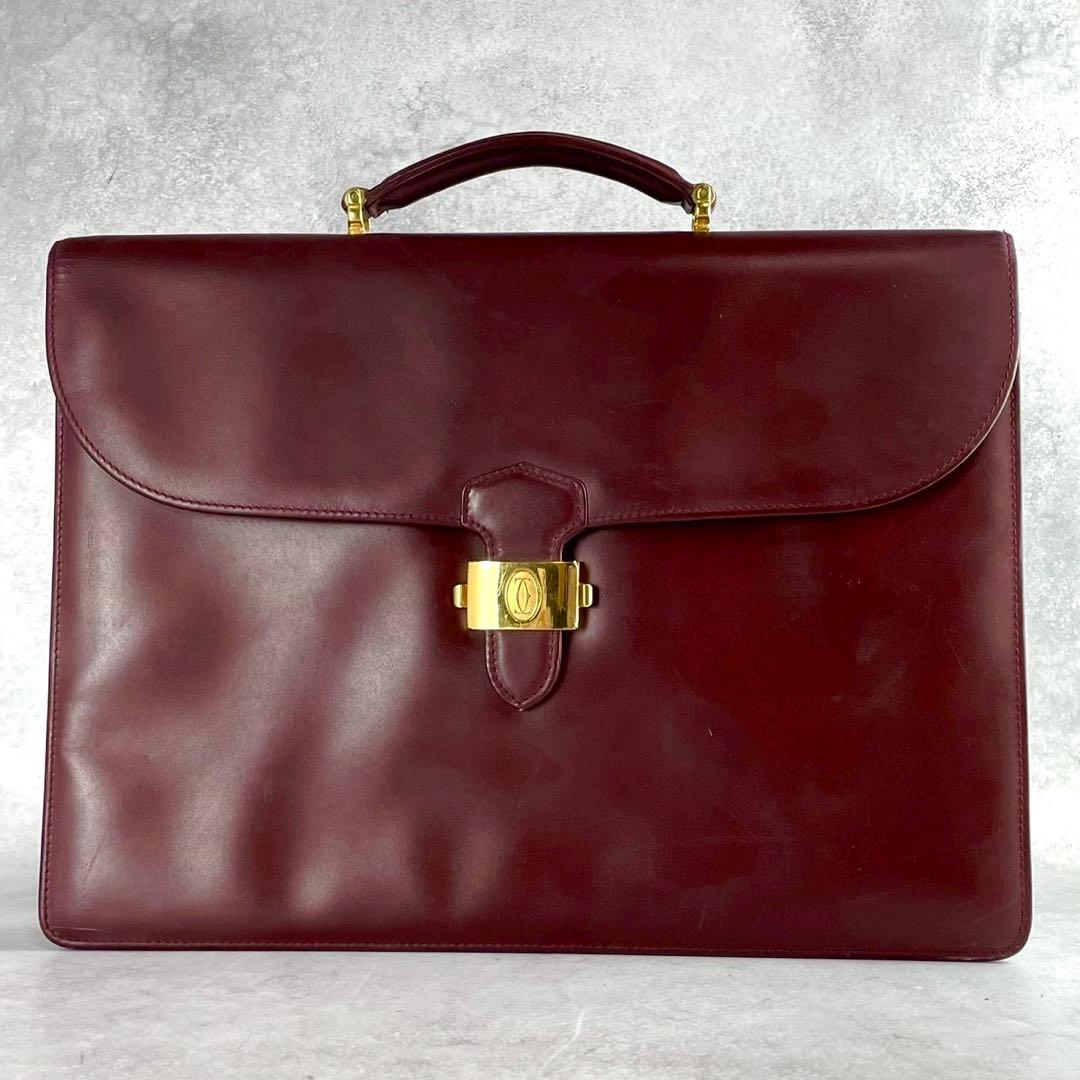 Cartier ビジネスバッグ マストライン ブリーフケース ボルドー レザー