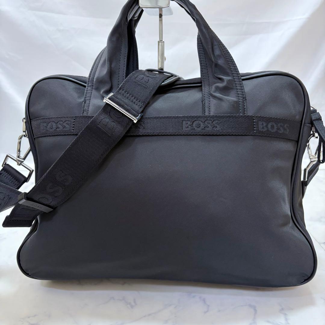 美品 HUGO BOSS ビジネスバッグ ブリーフケース 2WAY ナイロン 黒