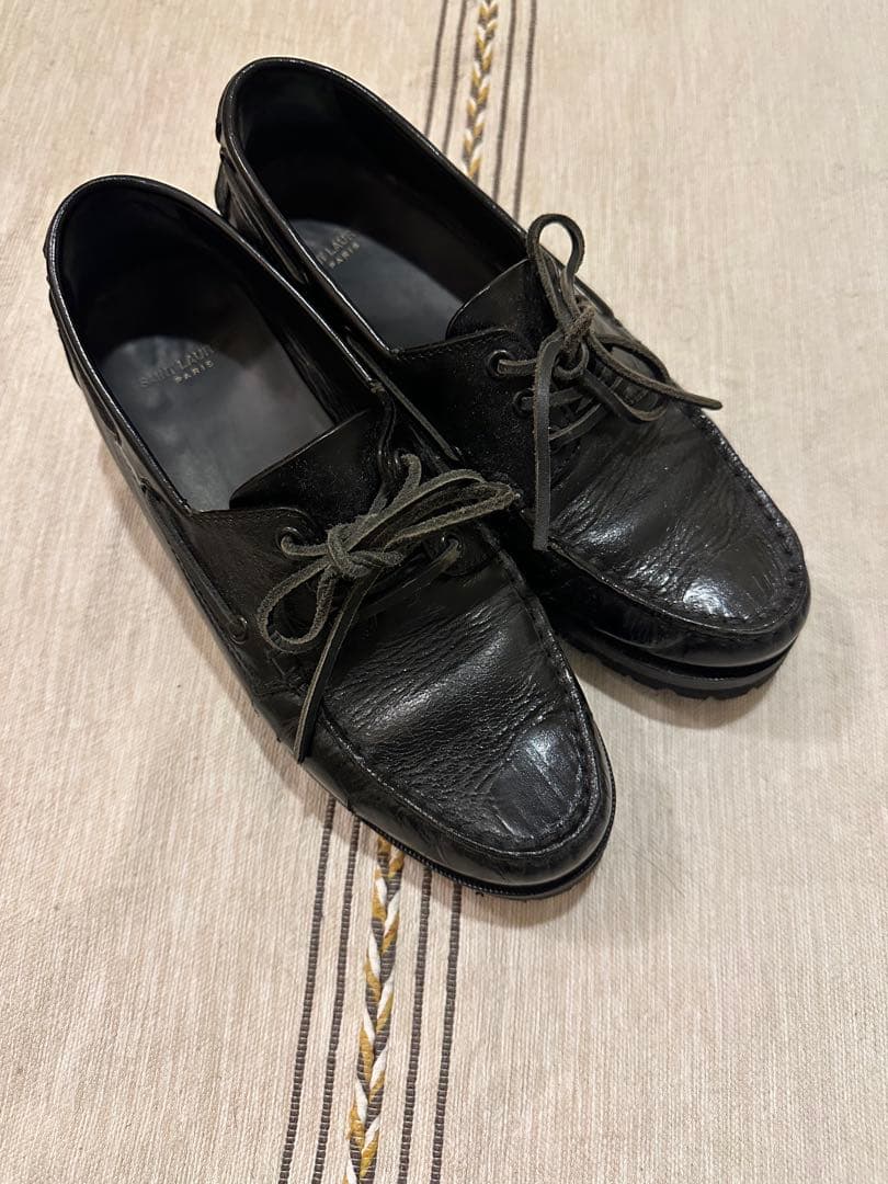 SAINT LAURENT ブラック ローファー　レザーモカシン Vibram