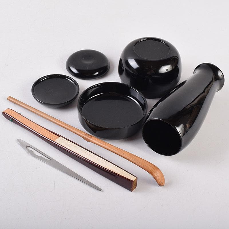 美子銘 扇蒔絵 茶箱 五良太甫呉祥瑞造 染付 振出など