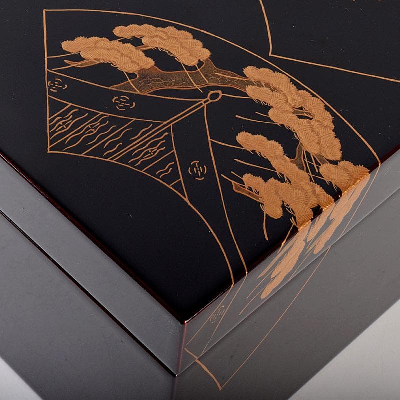 美子銘 扇蒔絵 茶箱 五良太甫呉祥瑞造 染付 振出など