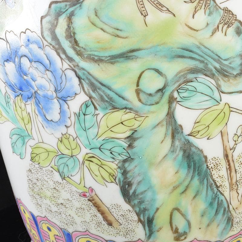 中国 中国景徳鎮製 粉彩 漢詩孔雀牡丹文瓶 D R5521C - メルカリ