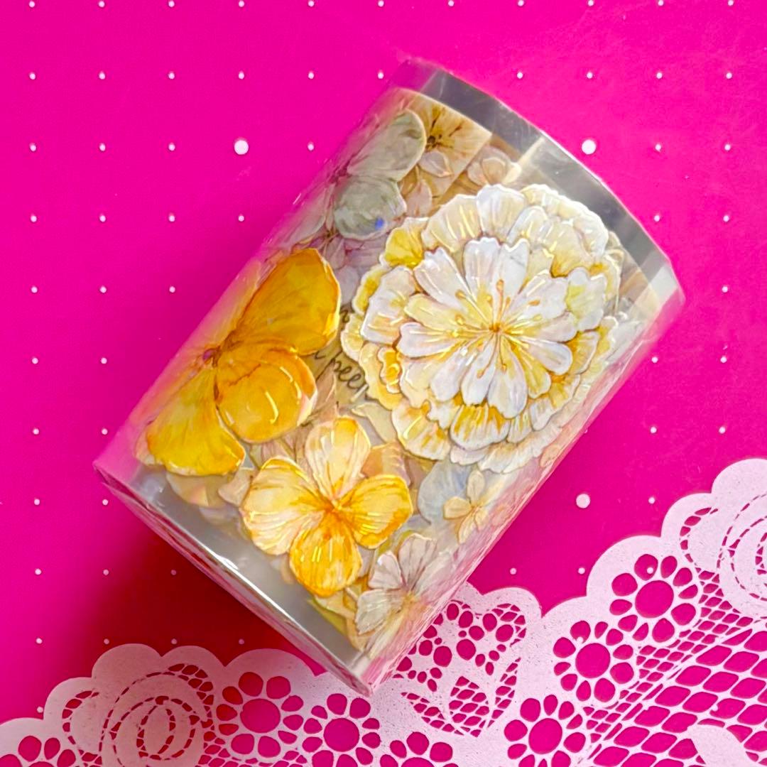 贝壳光 6.5cm×10m 小黄花 海外マスキングテープ 7382】海外 マステ 3/5/