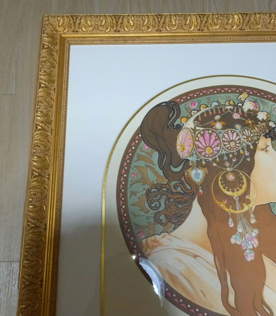 アルフォンス・ミュシャ ブルネット 内袋付き リトグラフ