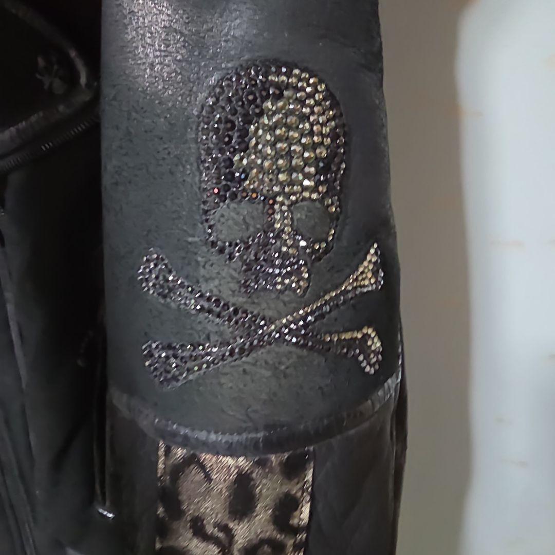 ロエン Roen スワロスカル レザーダブルライダースジャケット 52 XL