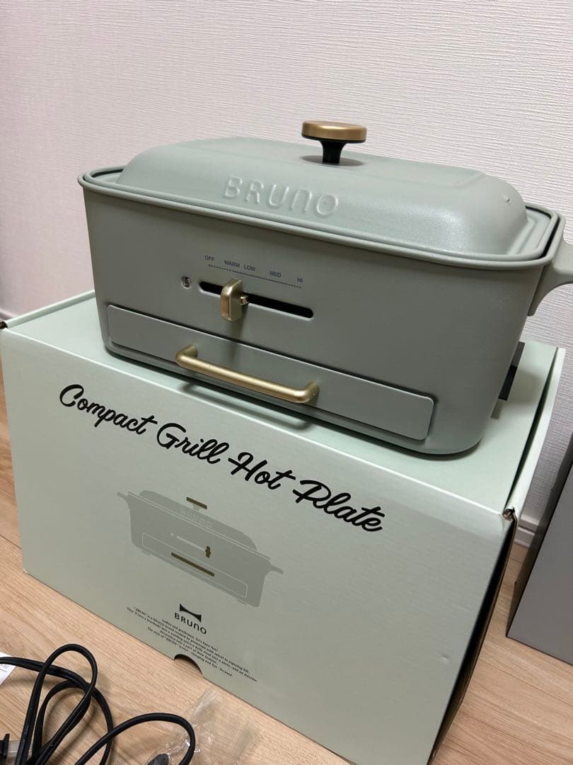 BRUNOコンパクトグリルホットプレート セラミックコート鍋セット グリーン