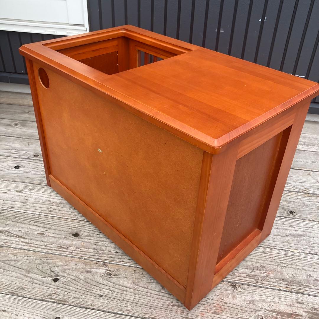 昭和レトロ 木製 格子扉 お座敷ワゴン 引き出し収納 キャスター付き