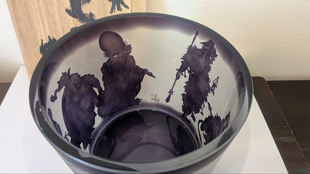 『七福神』水指　茶道具　硝子ガラス義山布袋恵比寿大黒天毘沙門天弁財天福禄寿寿老人