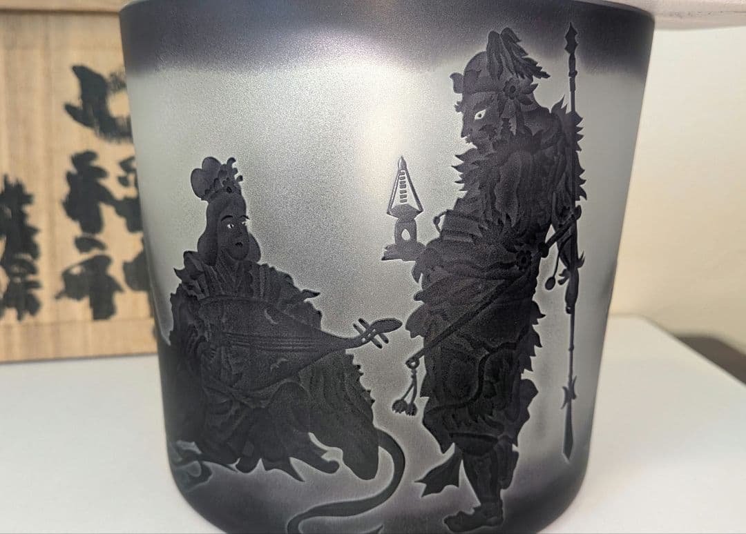 七福神』水指 茶道具 硝子ガラス義山布袋恵比寿大黒天毘沙門天弁財天福禄寿