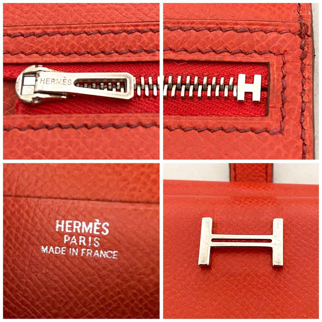 HERMES エルメス ベアン クシュベル シルバー金具 □C刻印 三つ折り財布