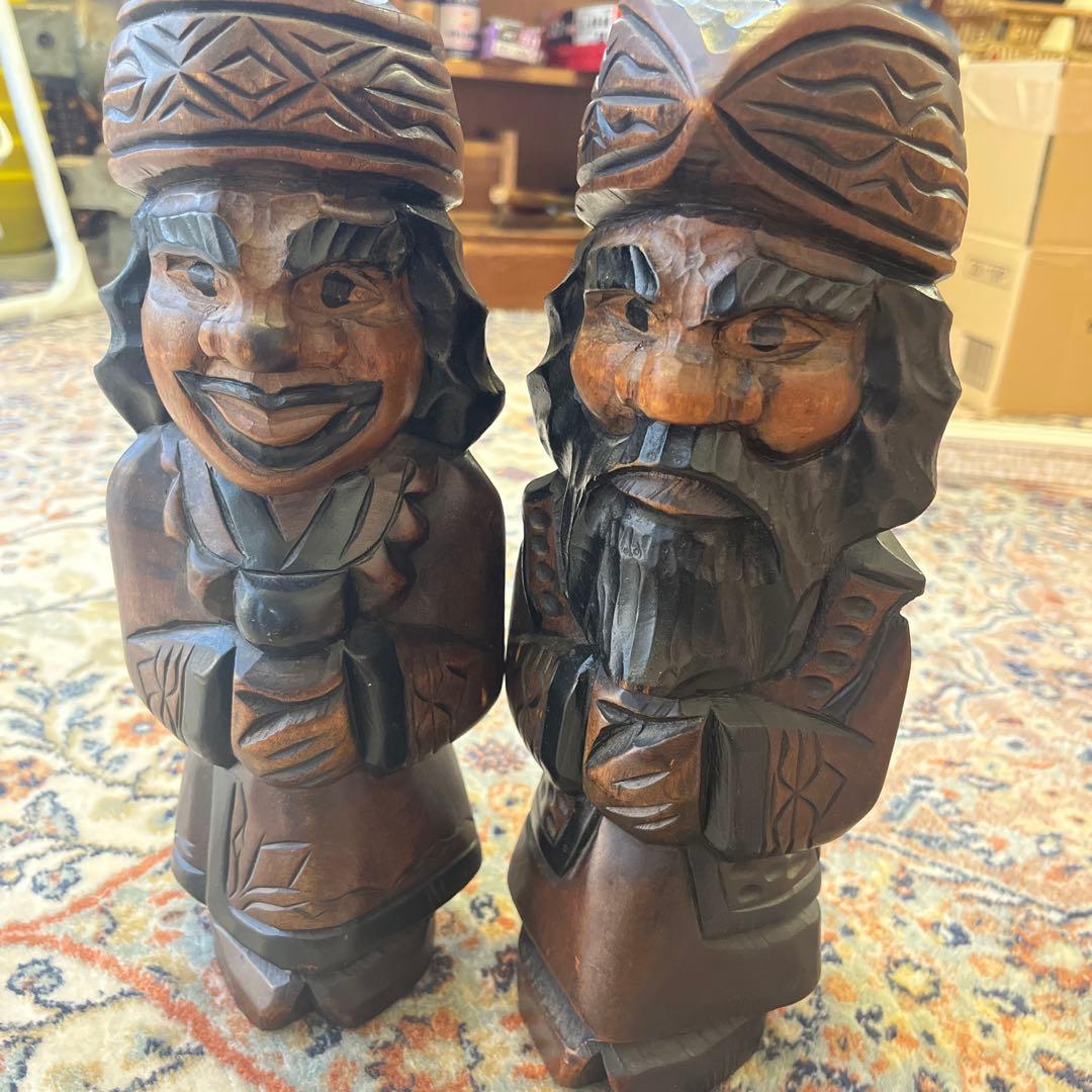 ✴︎希少✴︎ アイヌ木彫り人形 ニポポ人形・夫婦ペア 30cm - メルカリ