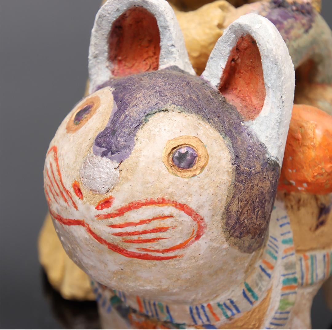 林義雄 作『犬張子と子供』箱無 童塑 陶人形 YOSHIO H 童画家 絵本