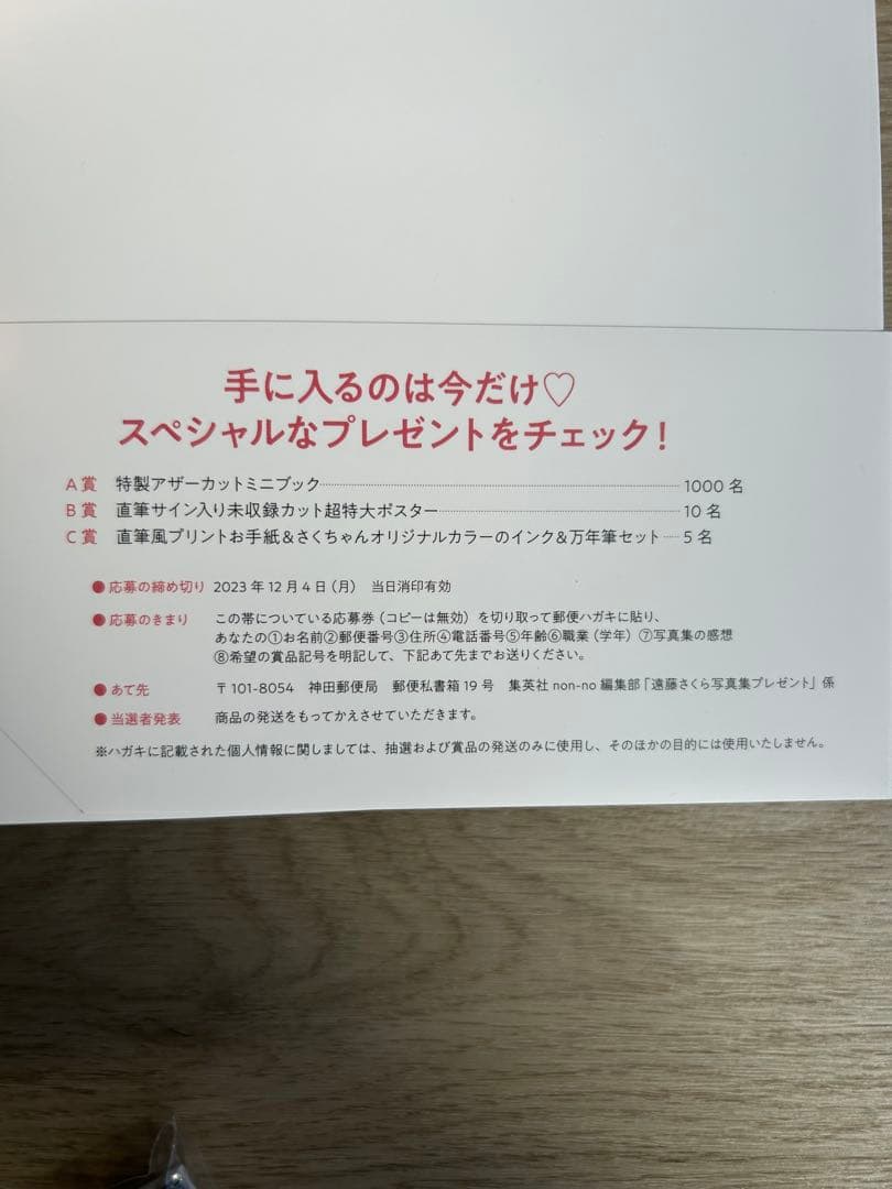 乃木坂46 遠藤さくら写真集 【可憐 】直筆サイン入り特大ポスター 当選通知書付