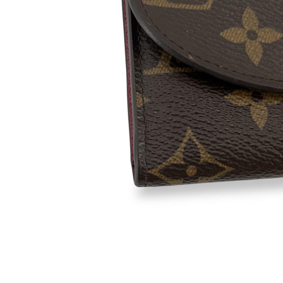 ルイヴィトン　ケース　ポルトモネロザリ　フューシャ　モノグラム　ブラウン