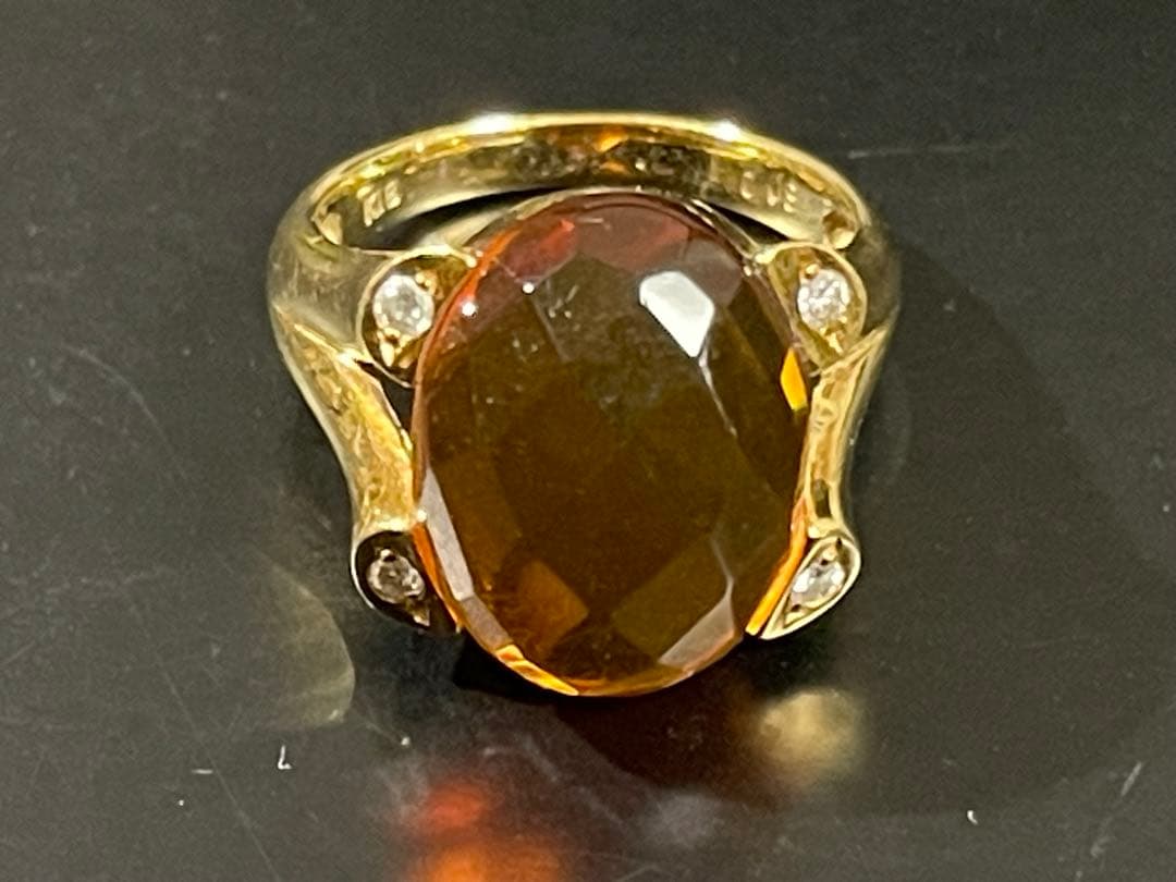 ひろ　K18 オレンジガーネット ダイヤ0.8ct リング 6.1g