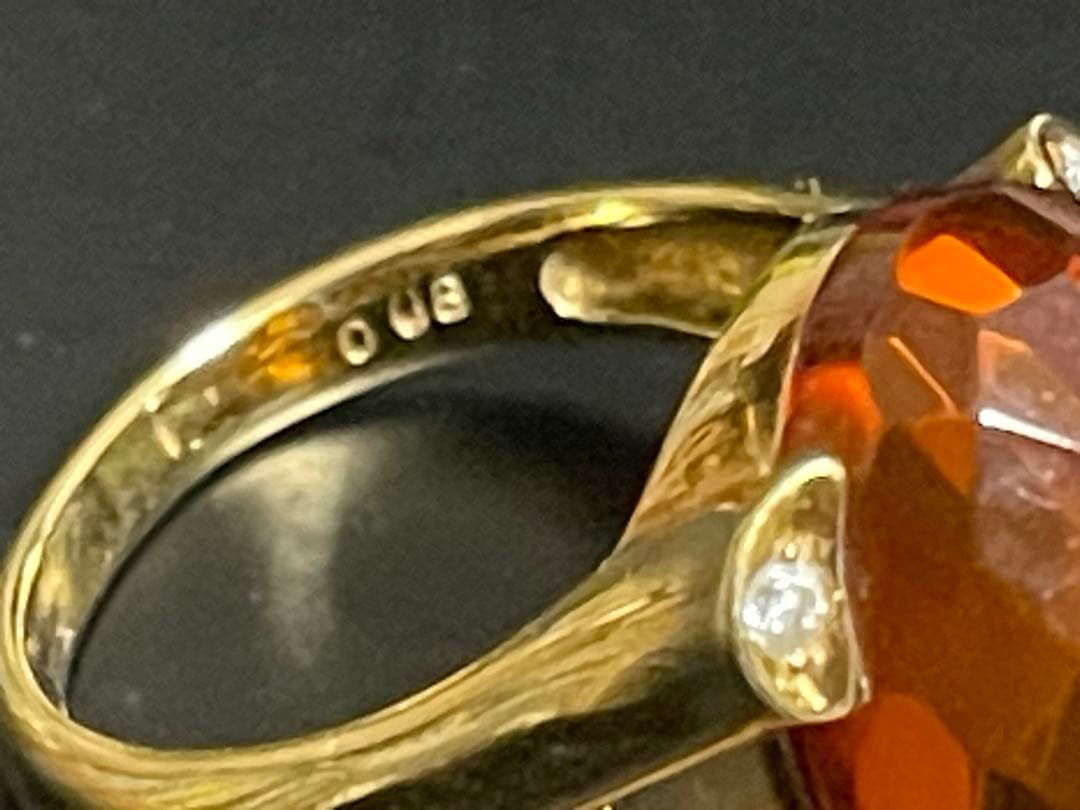 ひろ　K18 オレンジガーネット ダイヤ0.8ct リング 6.1g