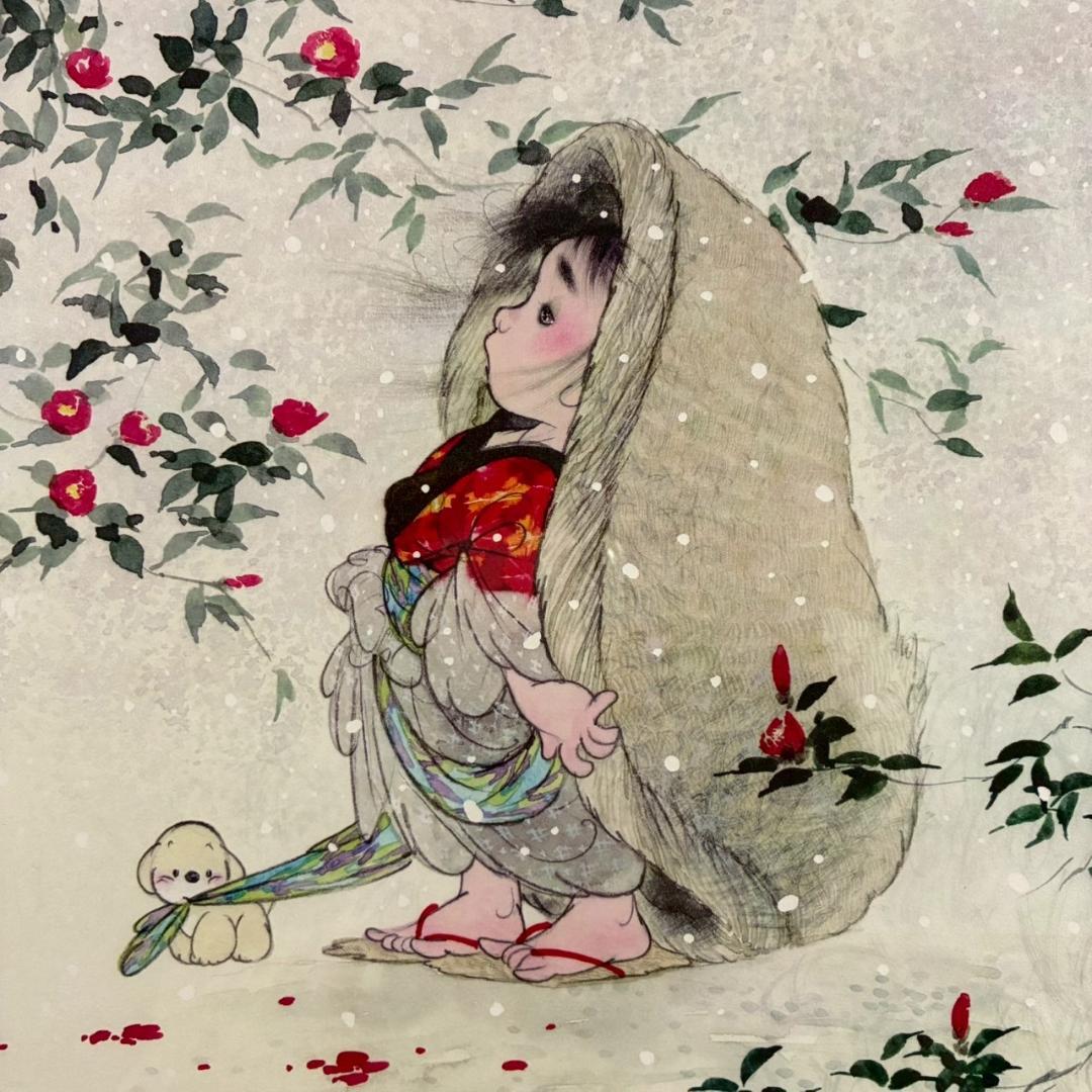 【最終値下げ】美品 中島潔「寒椿」リトグラフ 直筆サイン入り あずま工芸 額縁入