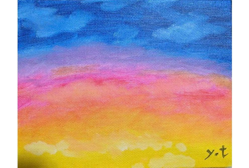 油絵現代アートピンクな夜作者あんどうまさひろ油彩画