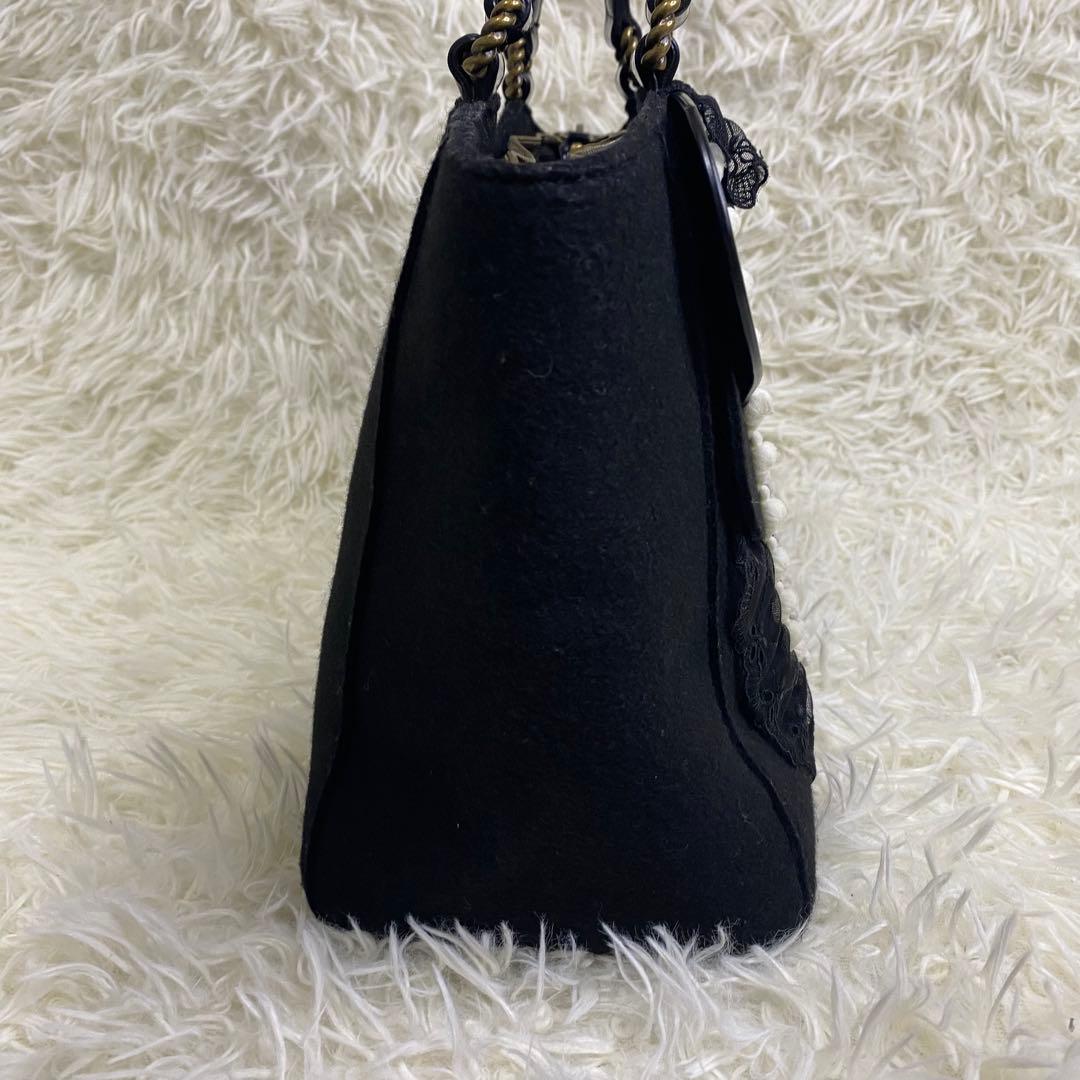 【★銀猫★】ANNA SUI 2way ハンド ショルダーバッグ ブラック