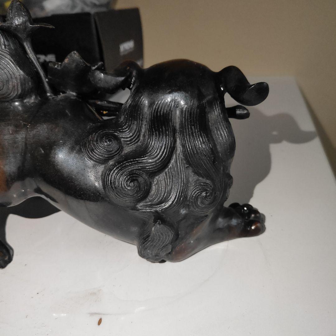 美品】牡丹獅子 照雲作 青銅製 置物 黒漆調 魔除け 縁起物 彫刻 - メルカリ