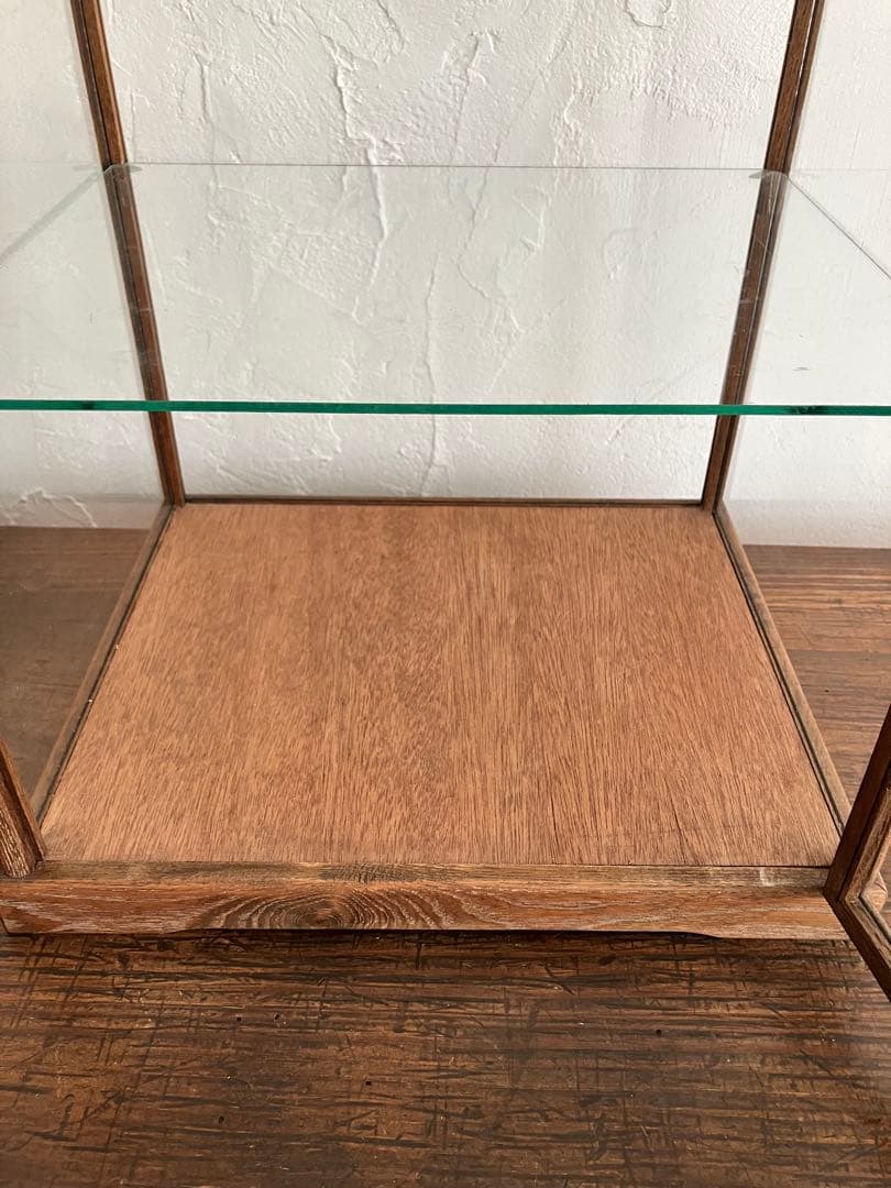 引取限定】古い木枠のガラスケース 3段ショーケース 木製コレクション