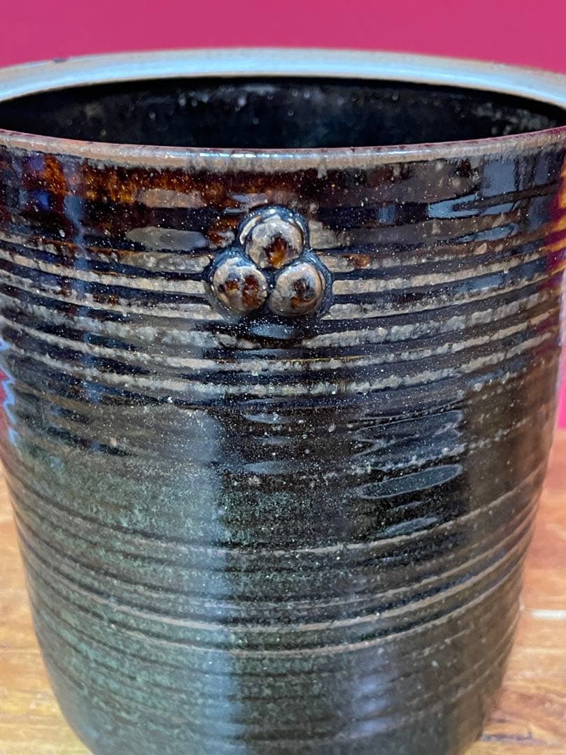 淡海ぜぜ 陽炎園 岩崎新定 膳所焼 耳付水指古膳所