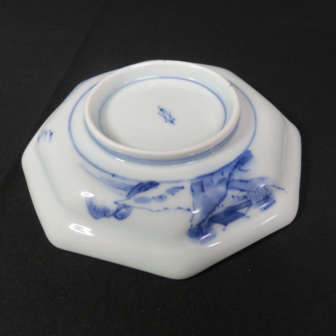 八角皿 伊万里 古伊万里 古代唐獅子 五寸皿 色絵付 明治 2枚