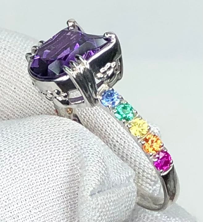 宝石ルース 『限定品！ネコちゃんリング』天然ブラックスピネルサイズ#12