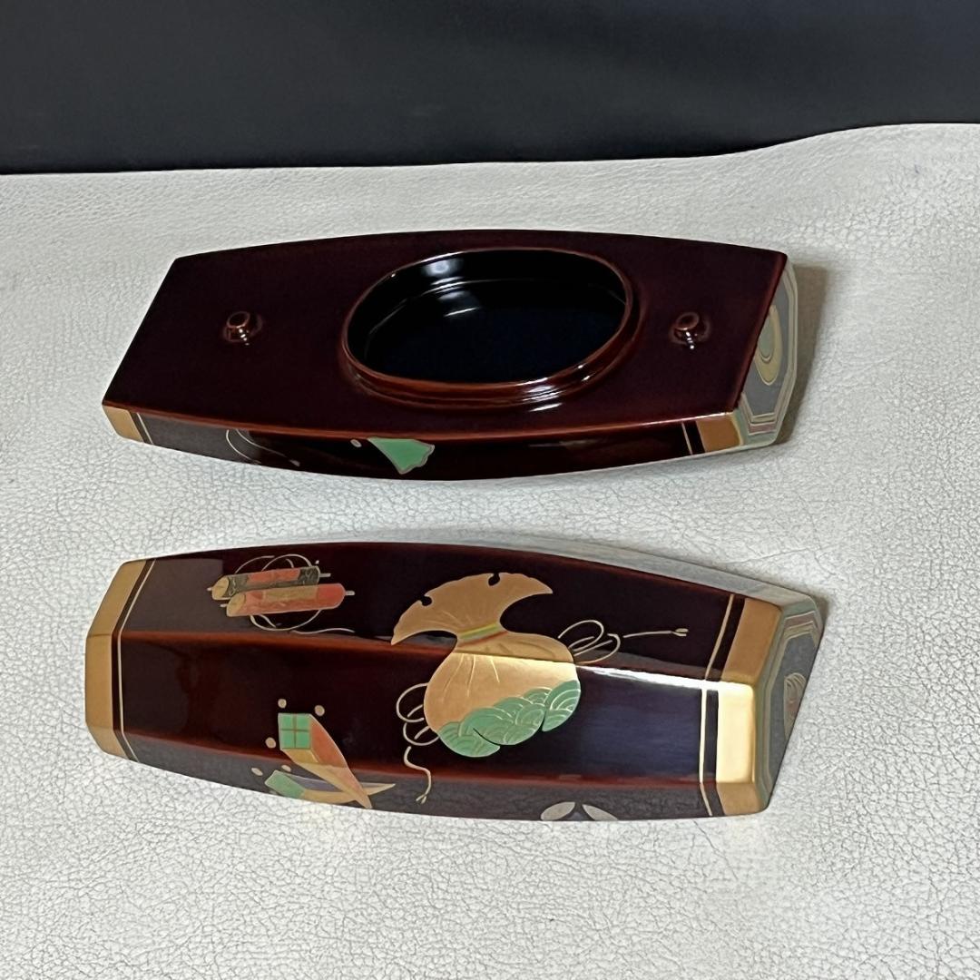 中村宗悦 溜塗 宝尽 蒔絵 ぶりぶり香合 共箱 香合 茶道具 【k3474】