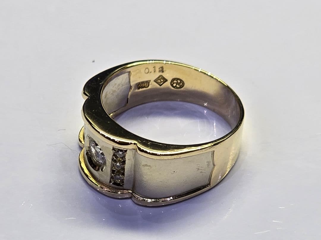 森稀少品 ダイヤ0.20/0.12 K18 7.8g 16号 リング