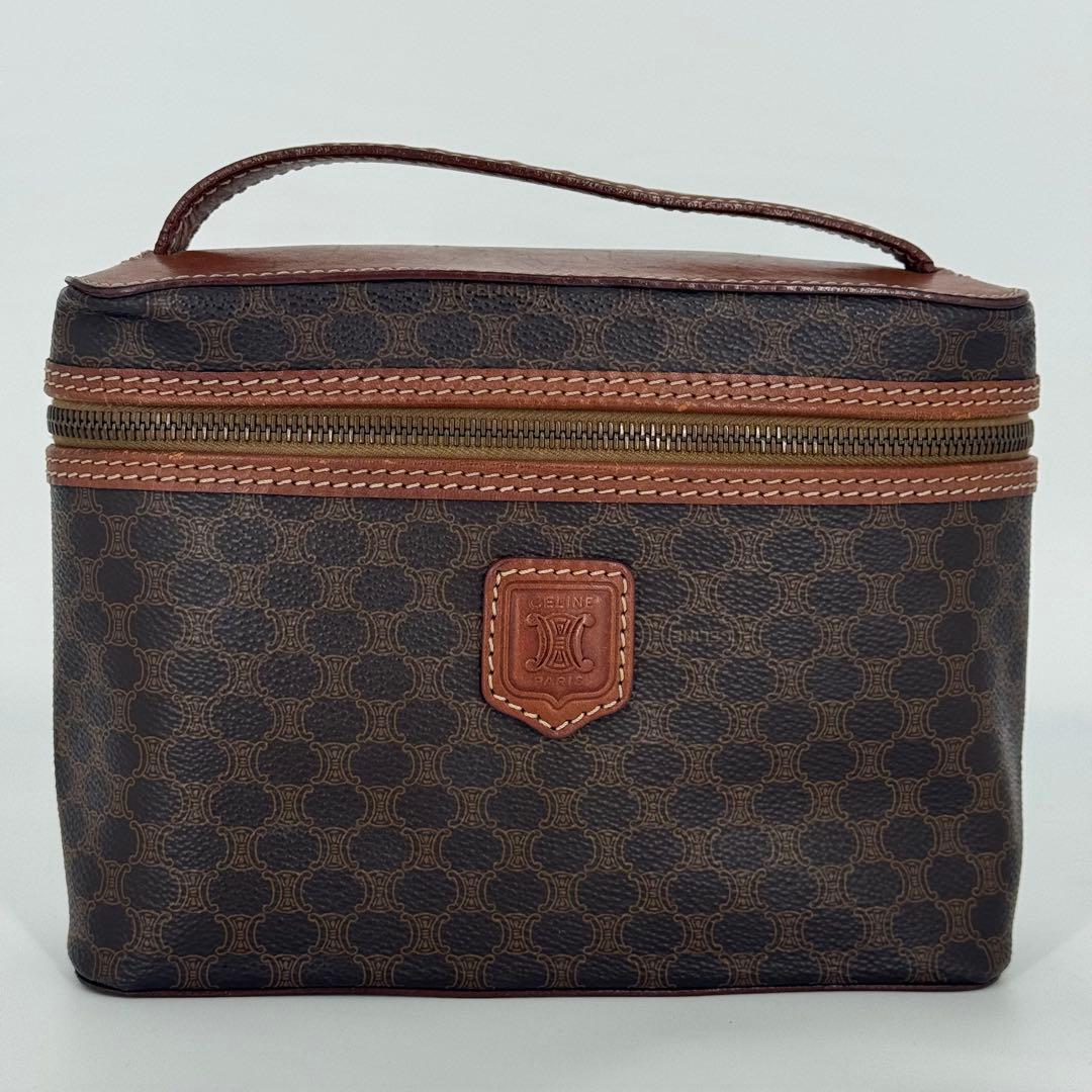 CELINE セリーヌ バニティバッグ マカダム柄 トリオンフ PVC ブラウン