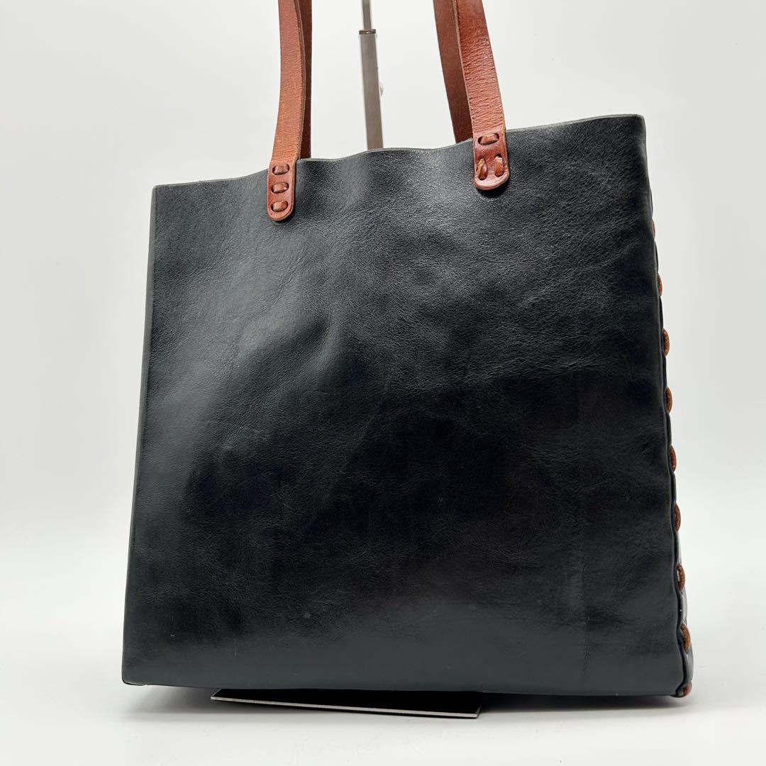 美品 アンリークイール Henry Cuir ハンドバッグ　犬 刺繍 黒