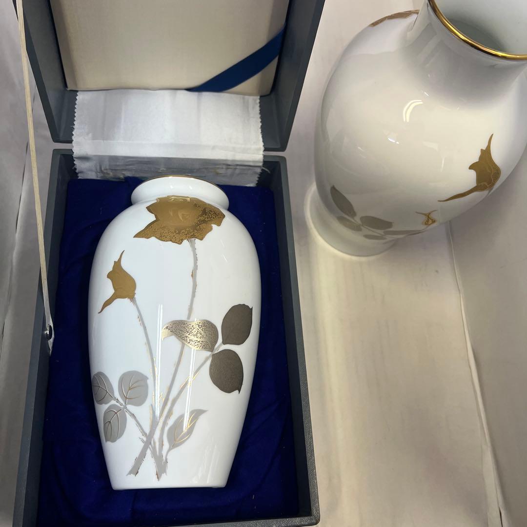 大倉陶園 金彩 金蝕薔薇 花瓶