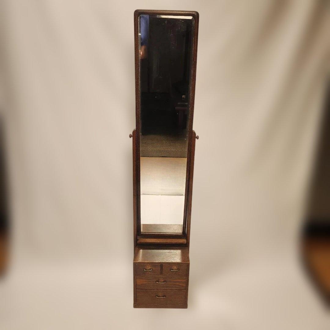 レトロ 鏡台 姿見 小引き出し古家具 時代家具 和モダン スタンドミラ